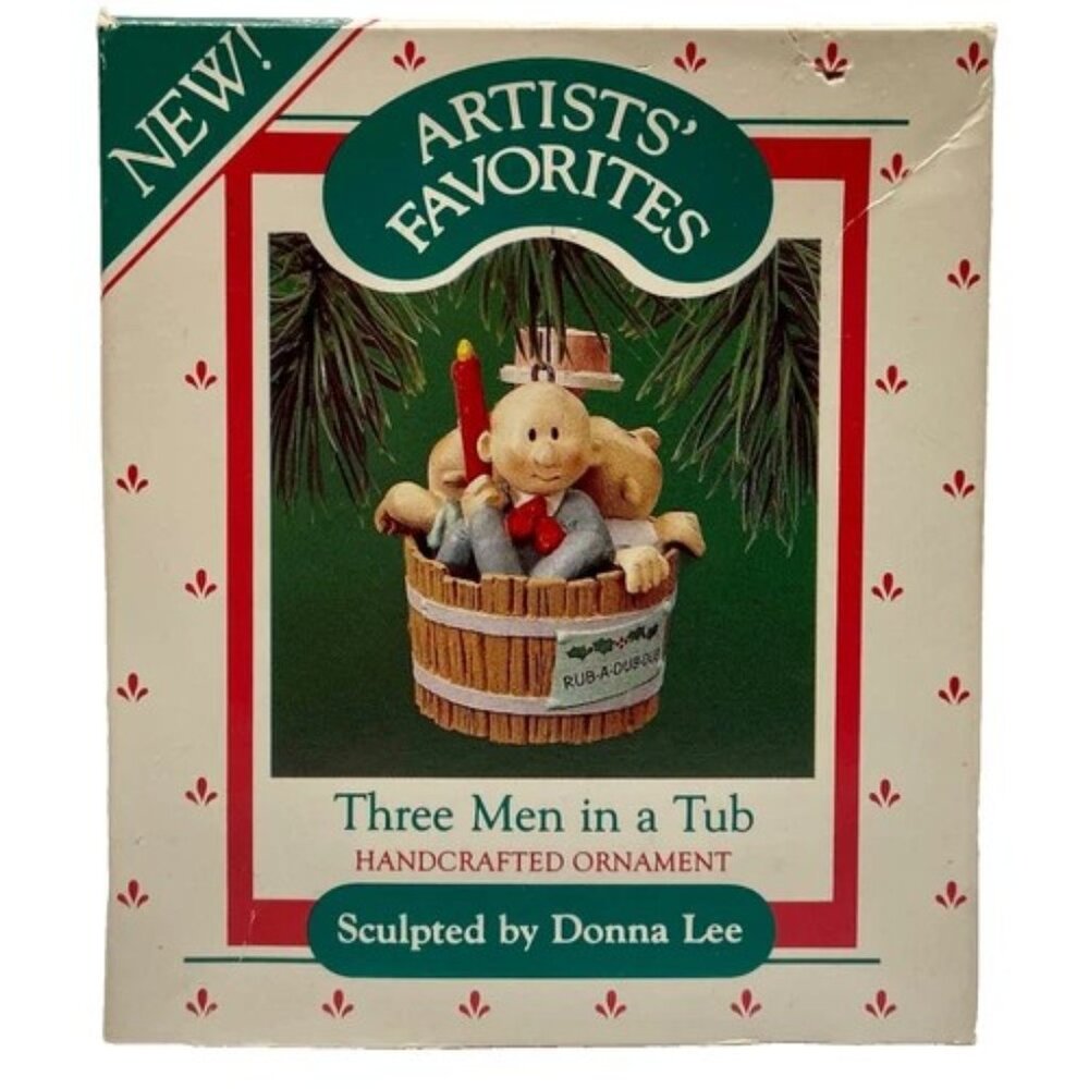 Vintage 1987 Hallmark Ornament Three Men In A Tub QX4547 Handcraft Donna Lee NIB